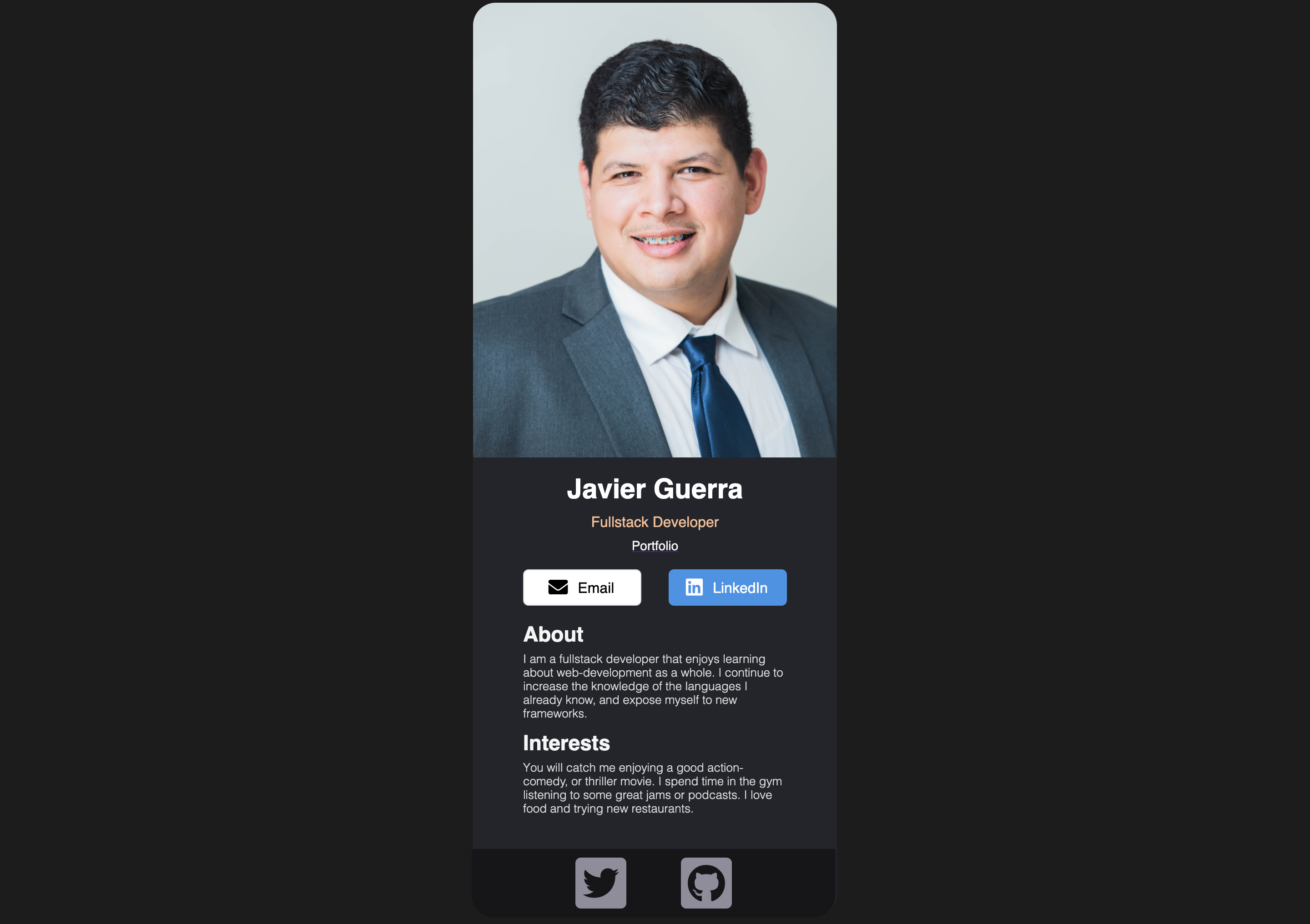 digital business card homepage